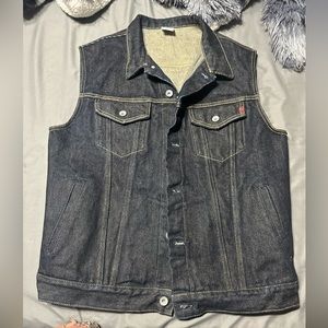Brand new, never worn, iron heart 21 ounce type III denim vest, size extra large